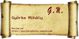 Györke Mihály névjegykártya